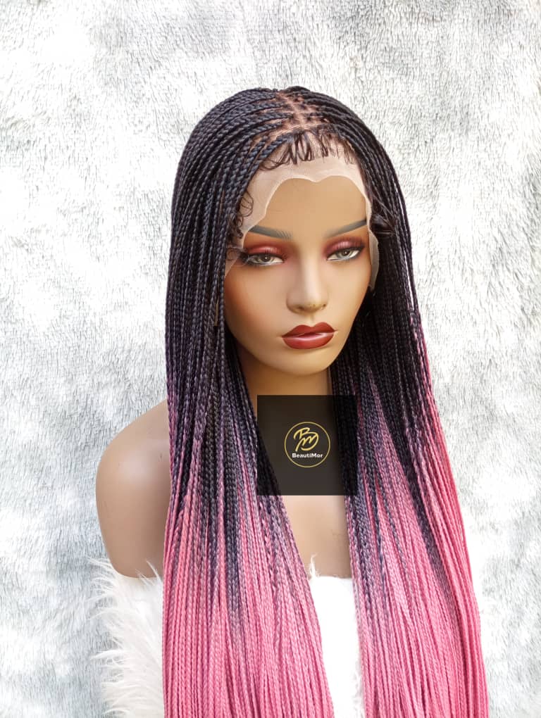Pink Ombre Knotless Braids Wig