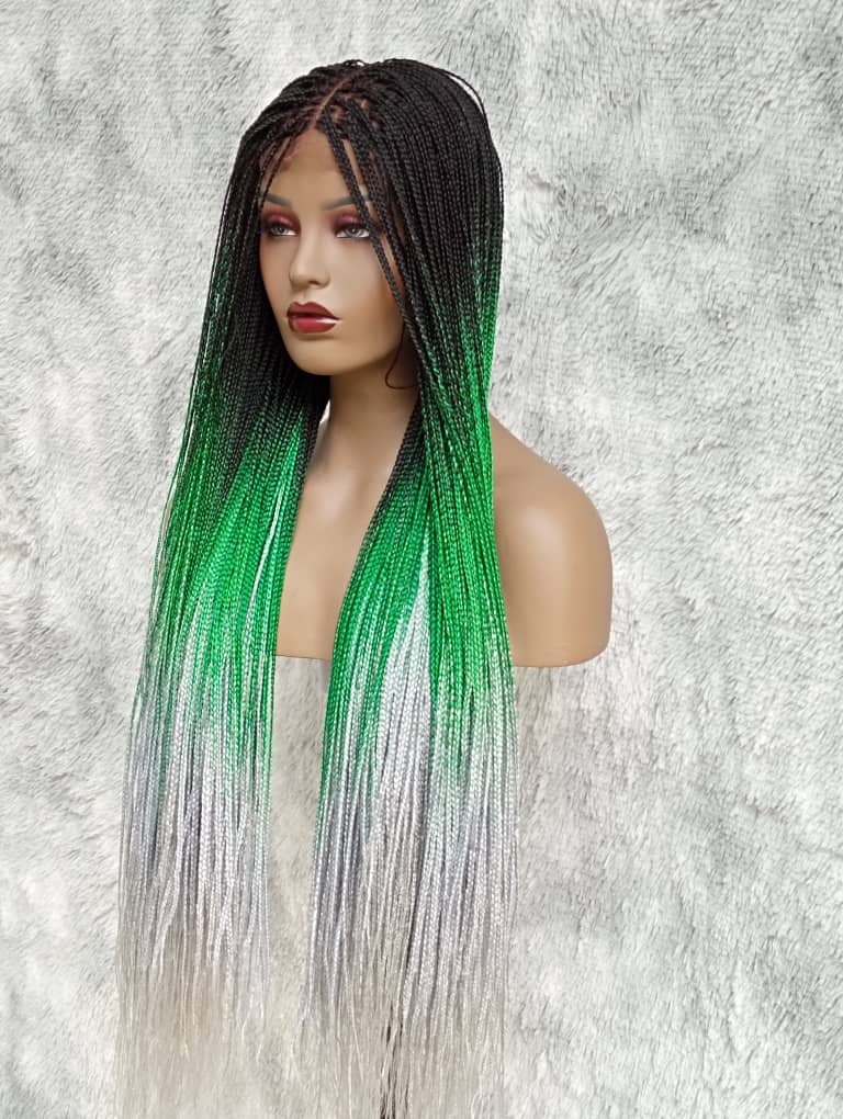 Green Ombre Braided Wig