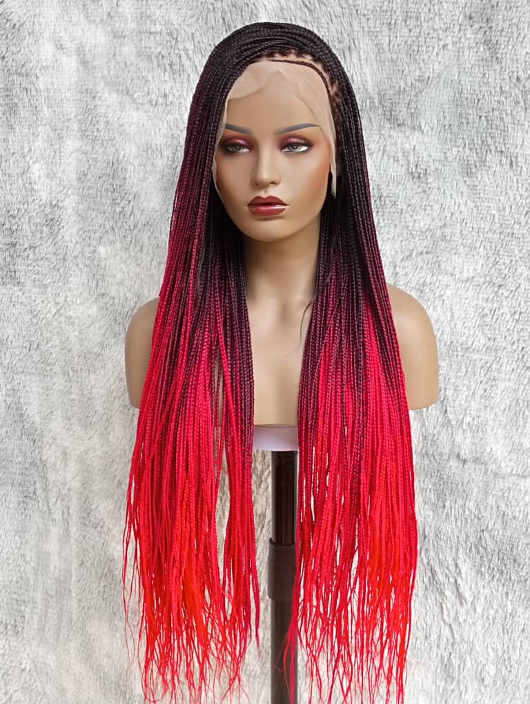 Red Ombre braided wig